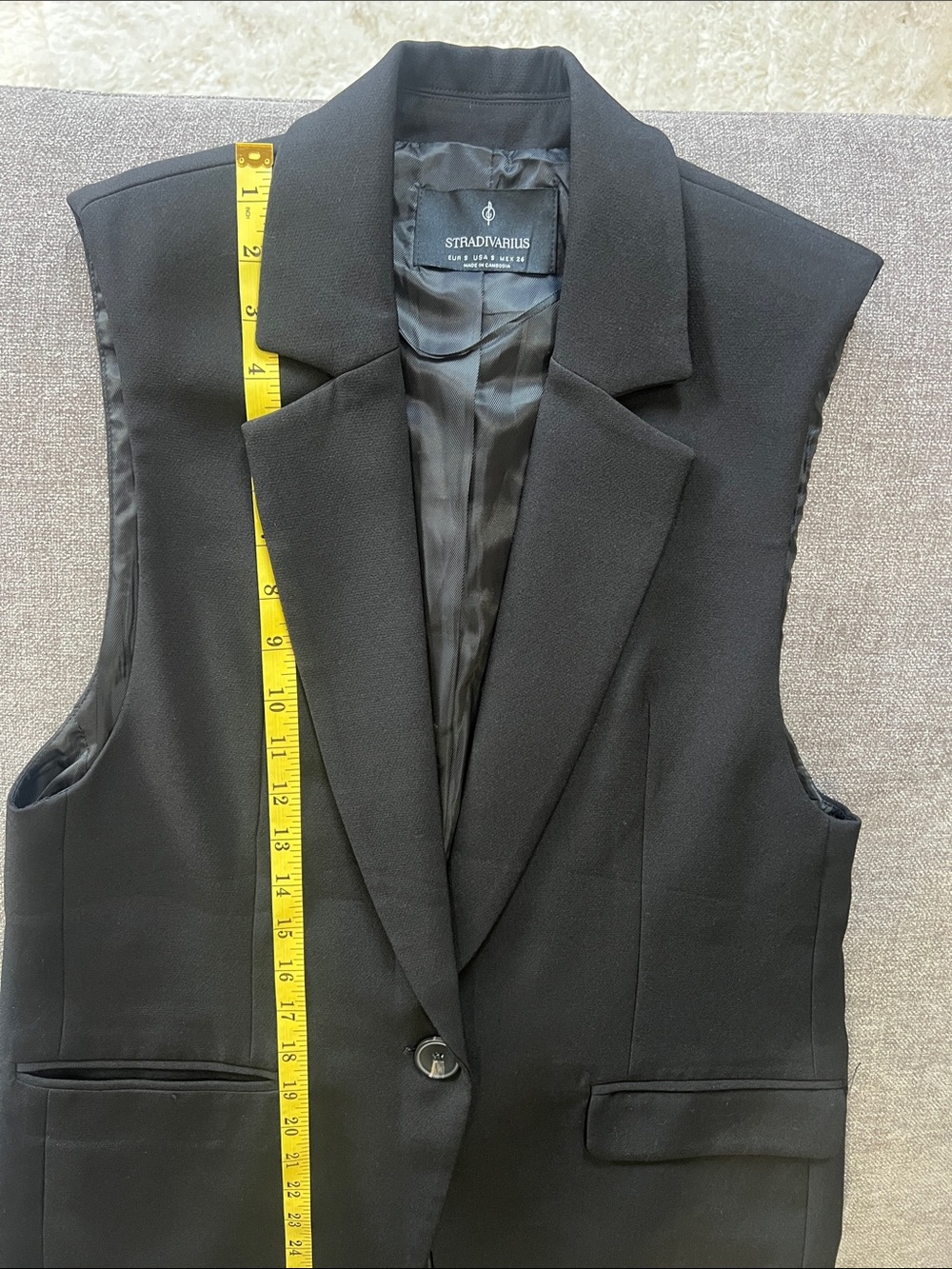 Stradivarius Black Sleeveless Tailored Blazer